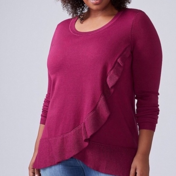 Lane Bryant Sweaters - Lane Bryant Plum Ruffle Sweater